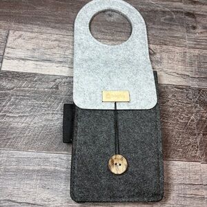 Bagby Gray Felt Bag with Button Accent